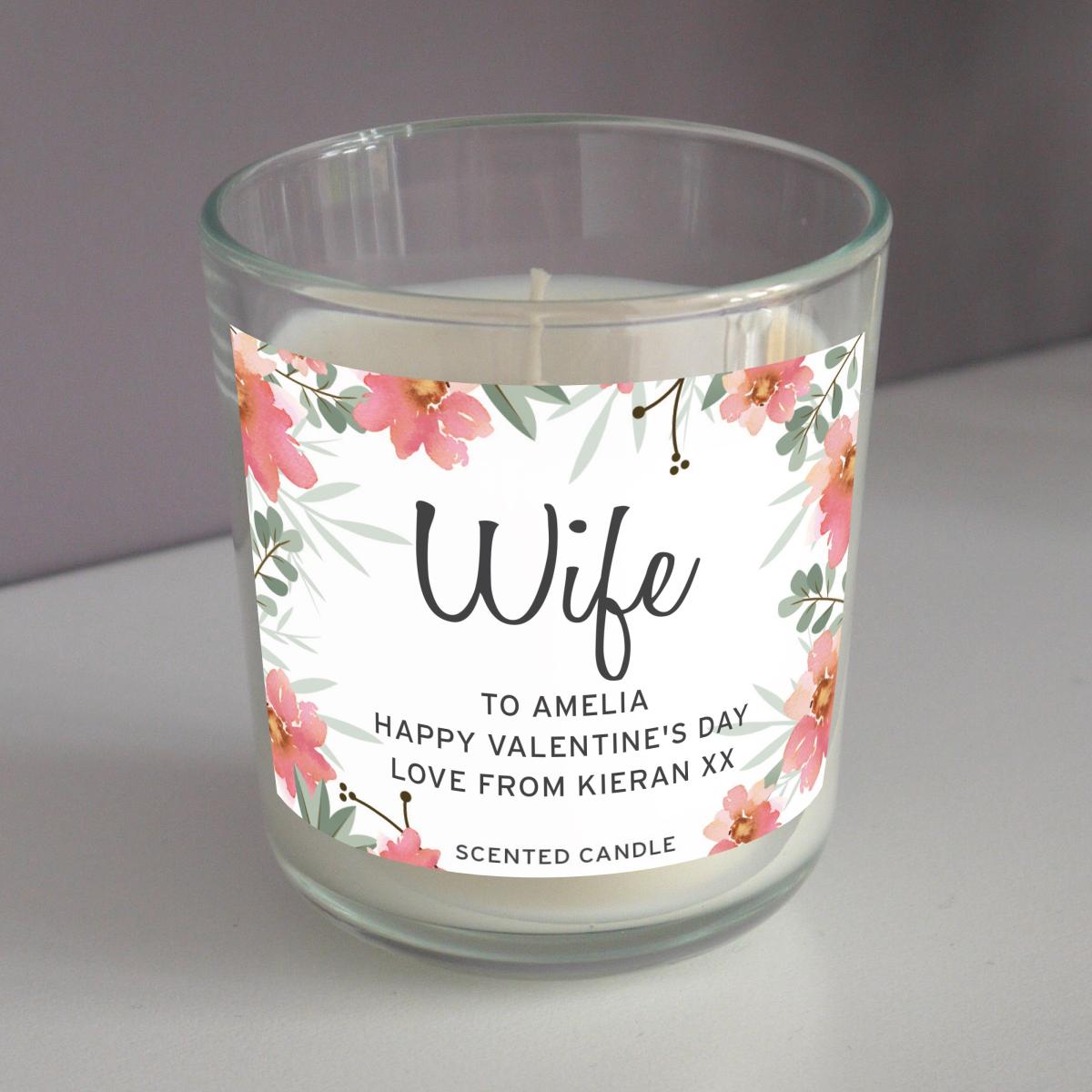 Personalised Floral Sentimental Scented Jar Candle MultiColoured – image 1