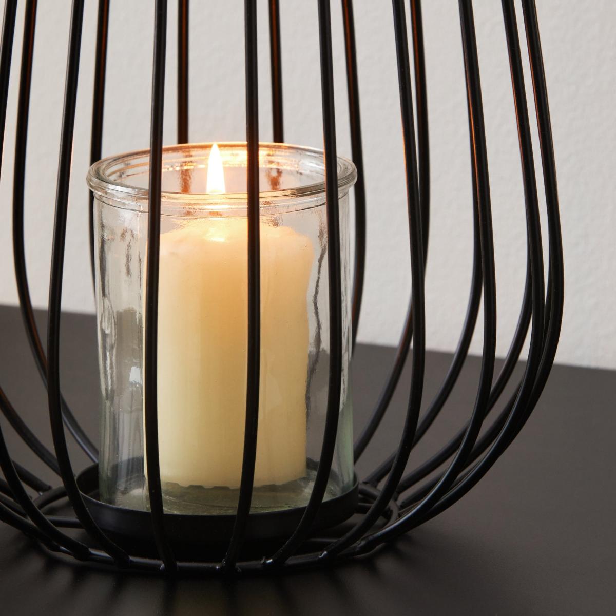 Black Wire Lantern 40cm Black – image 3