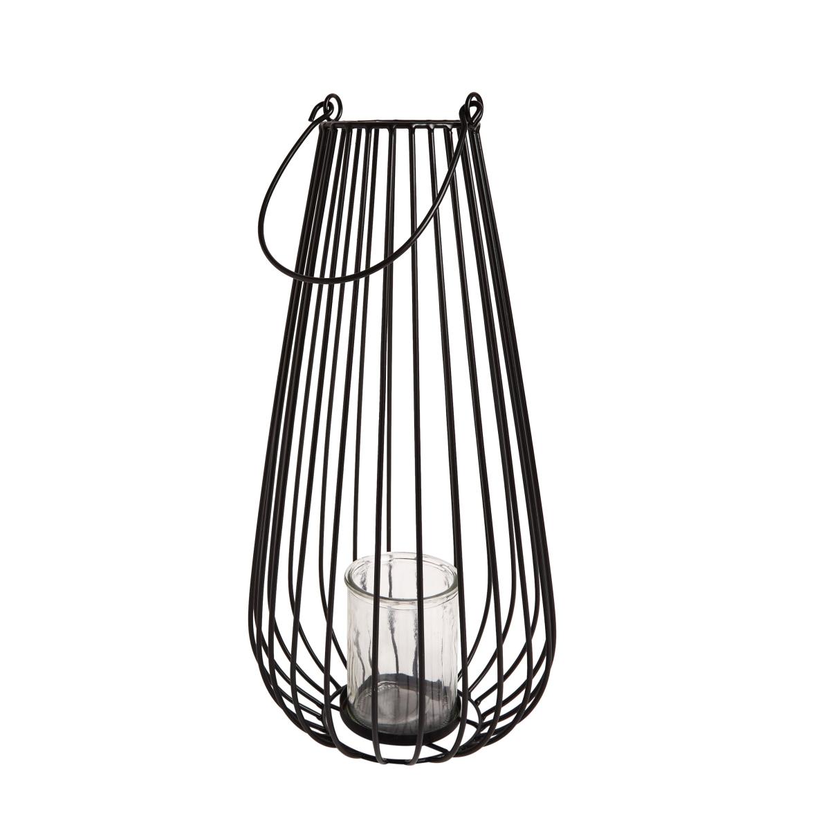 Black Wire Lantern 40cm Black – image 4