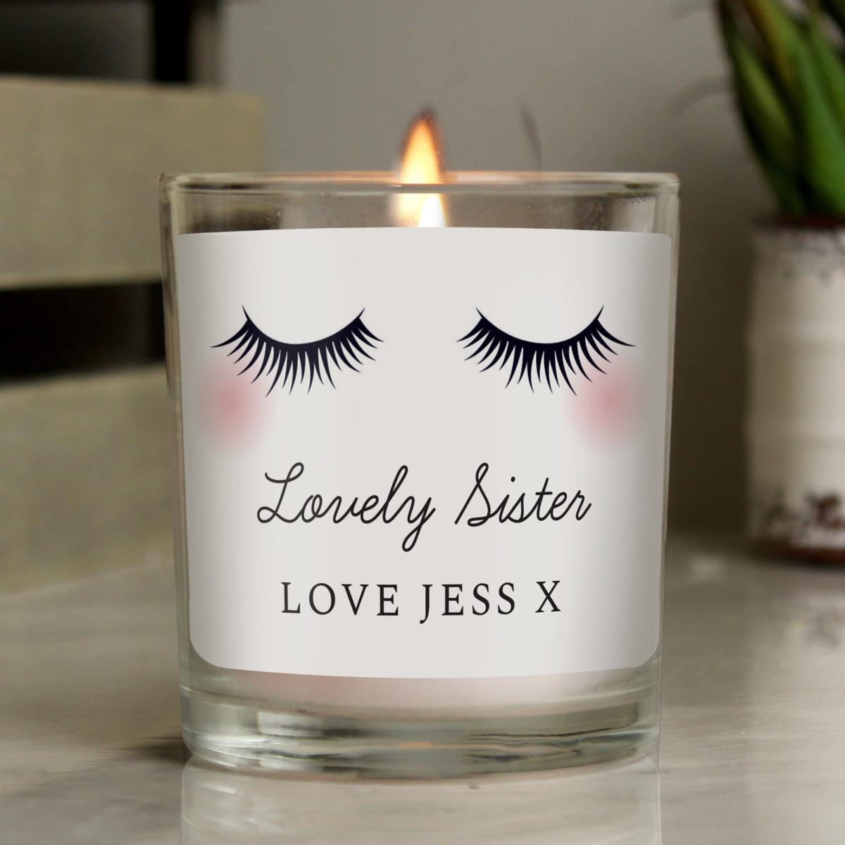Personalised Eyelashes Scented Jar Candle Black – image 2
