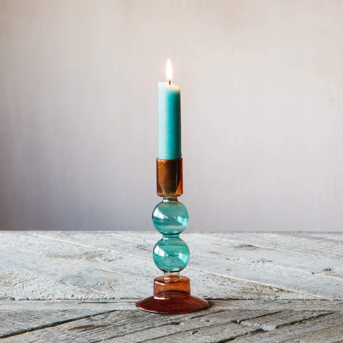 Turquoise and Red Bubble Candle Holder – image 4