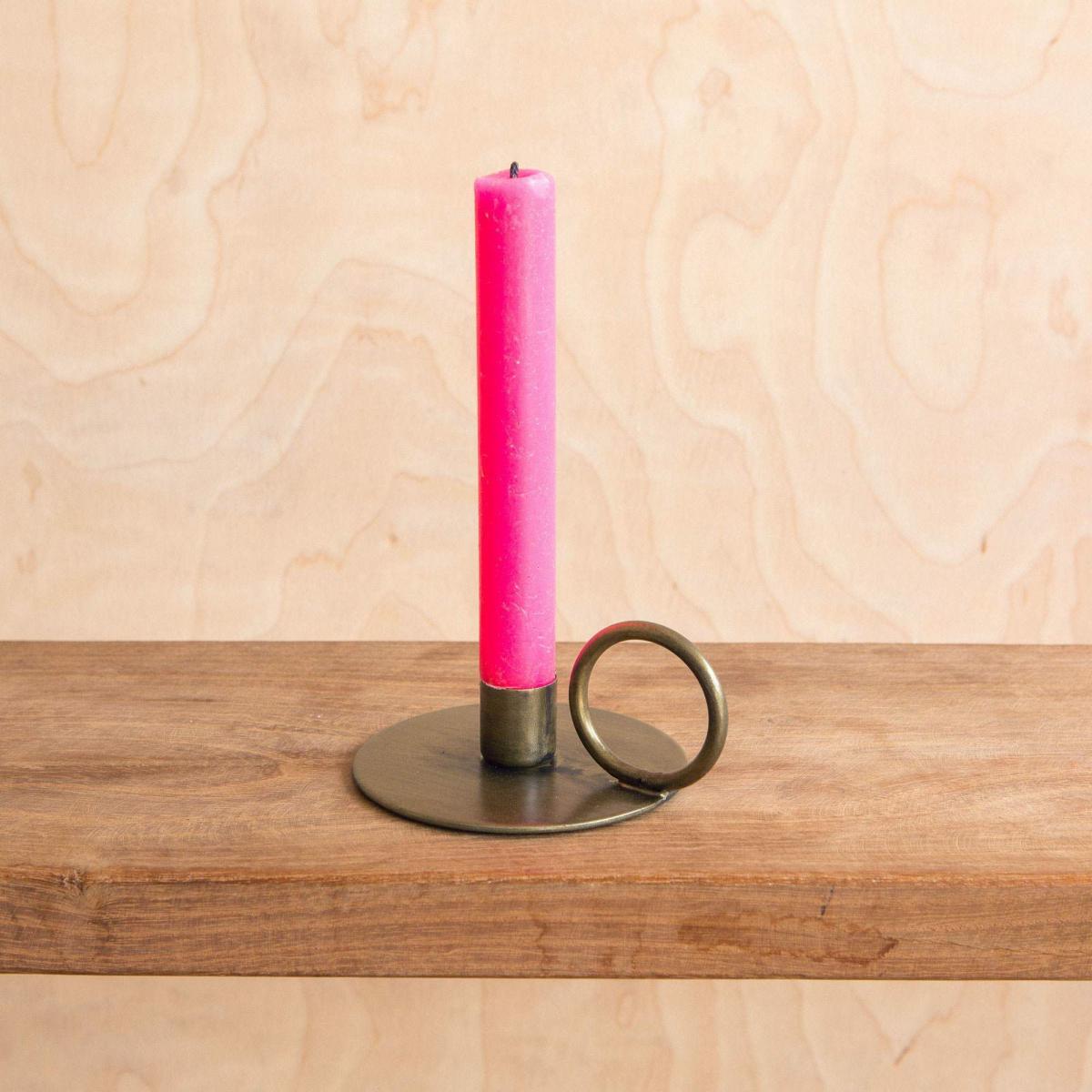 Brass Candle Holder with Lipped Edge – image 3