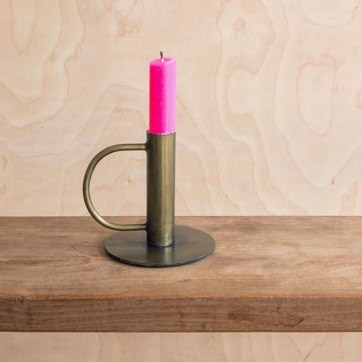 Brass Candle Holder with Lipped Edge – image 4