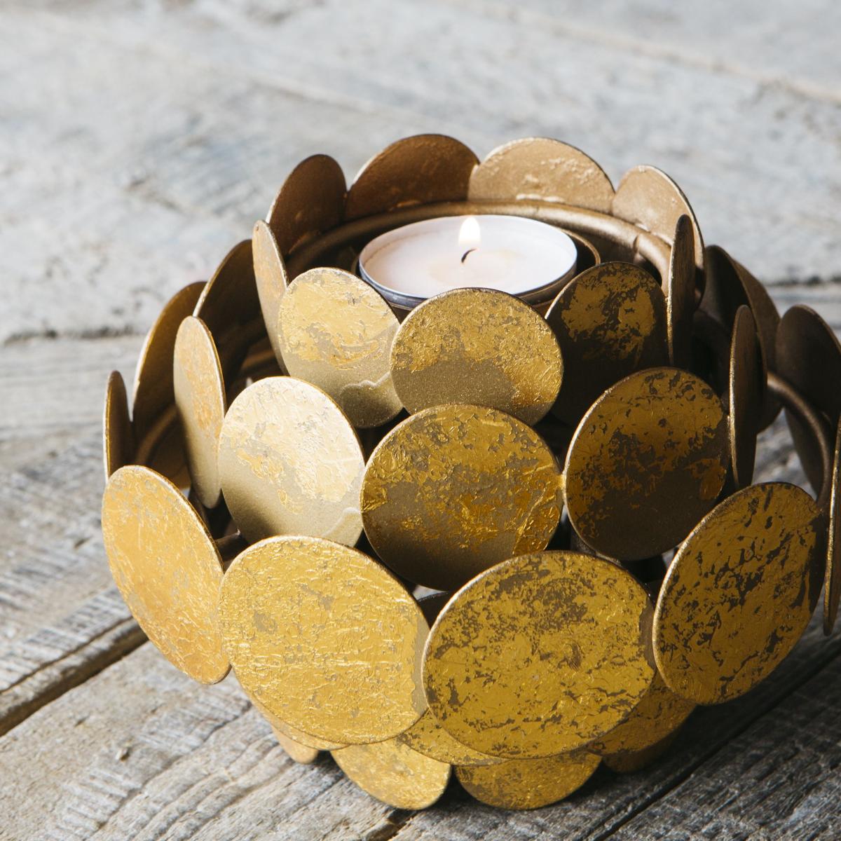 Gold Circles Tea Light Holder – image 2