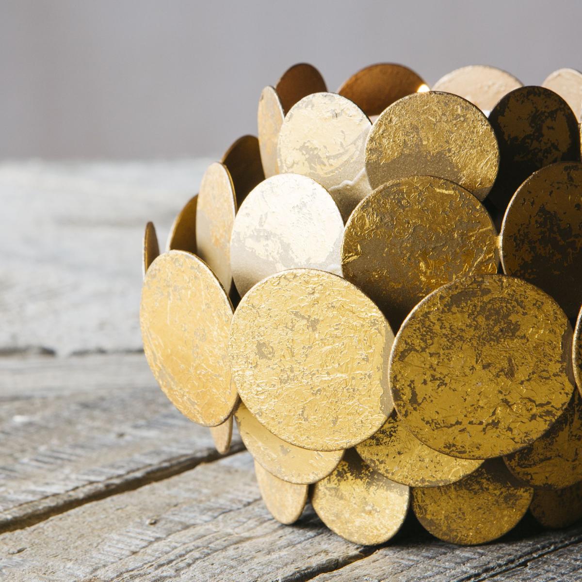 Gold Circles Tea Light Holder – image 3