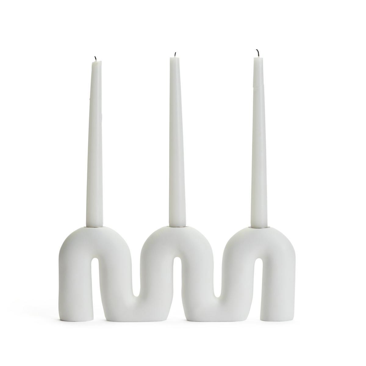 Habitat Matte Finish Wave Candle Holder - White – image 3