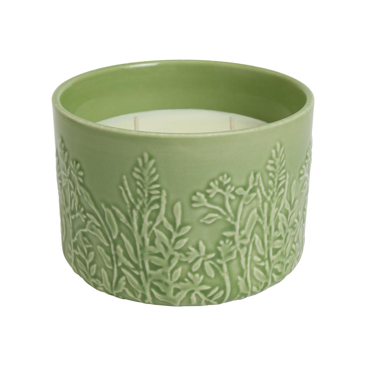 Habitat Embossed Large Ceramic Candle - Flower Market
