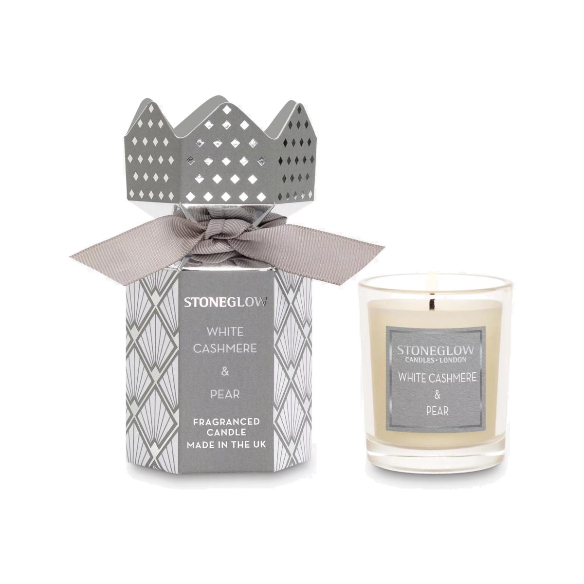 Stoneglow Cracker White Cashmere & Pear Scented Candle, 75g