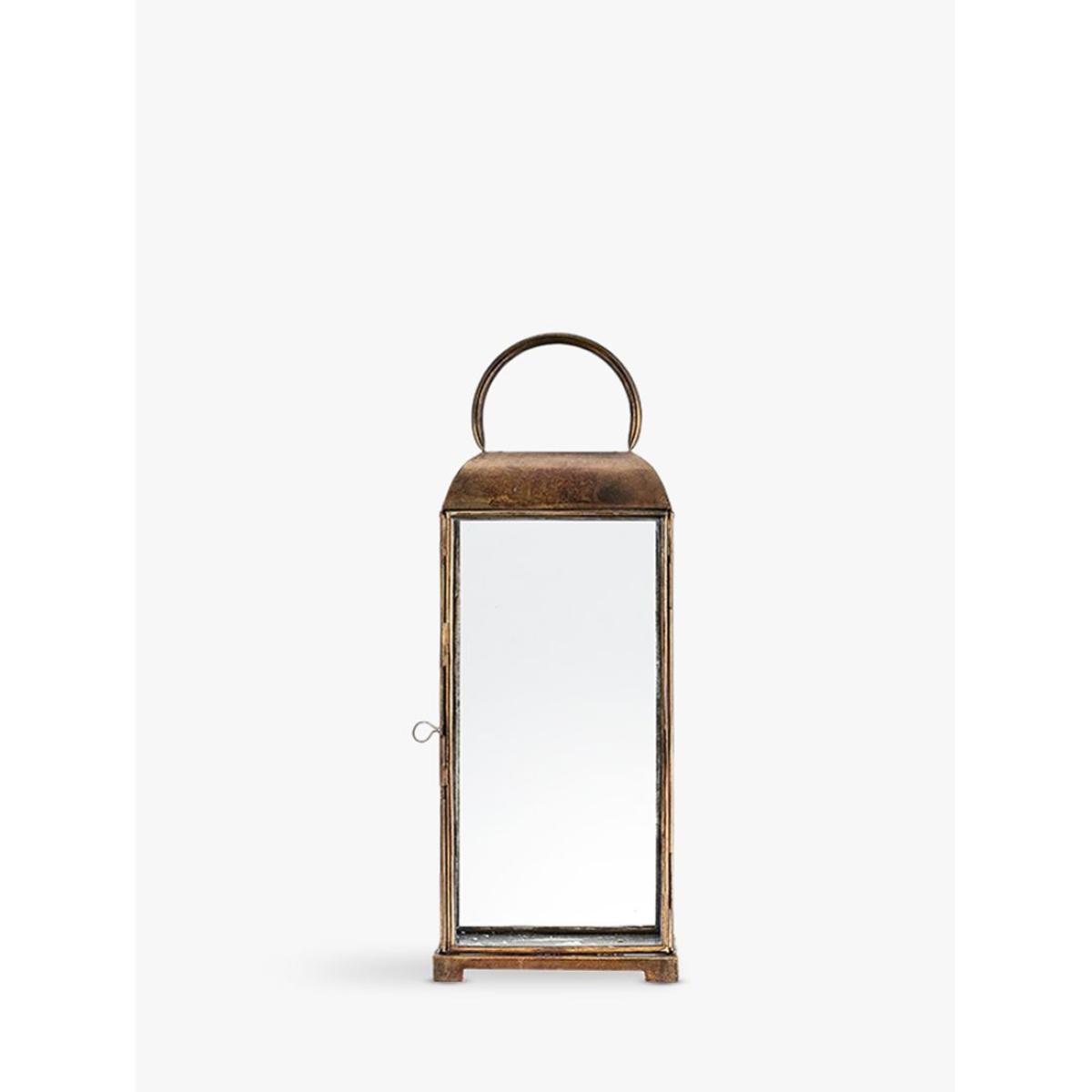 Nkuku Kaso Brass Lantern Candle Holder, Antique Brass – image 3