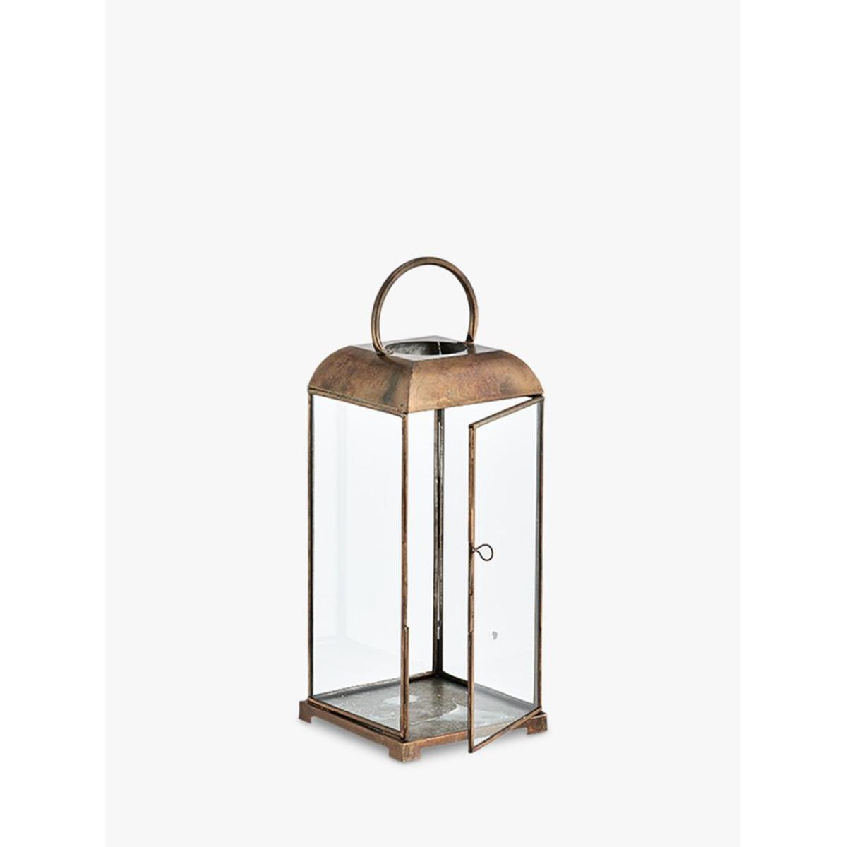 Nkuku Kaso Brass Lantern Candle Holder, Antique Brass – image 4