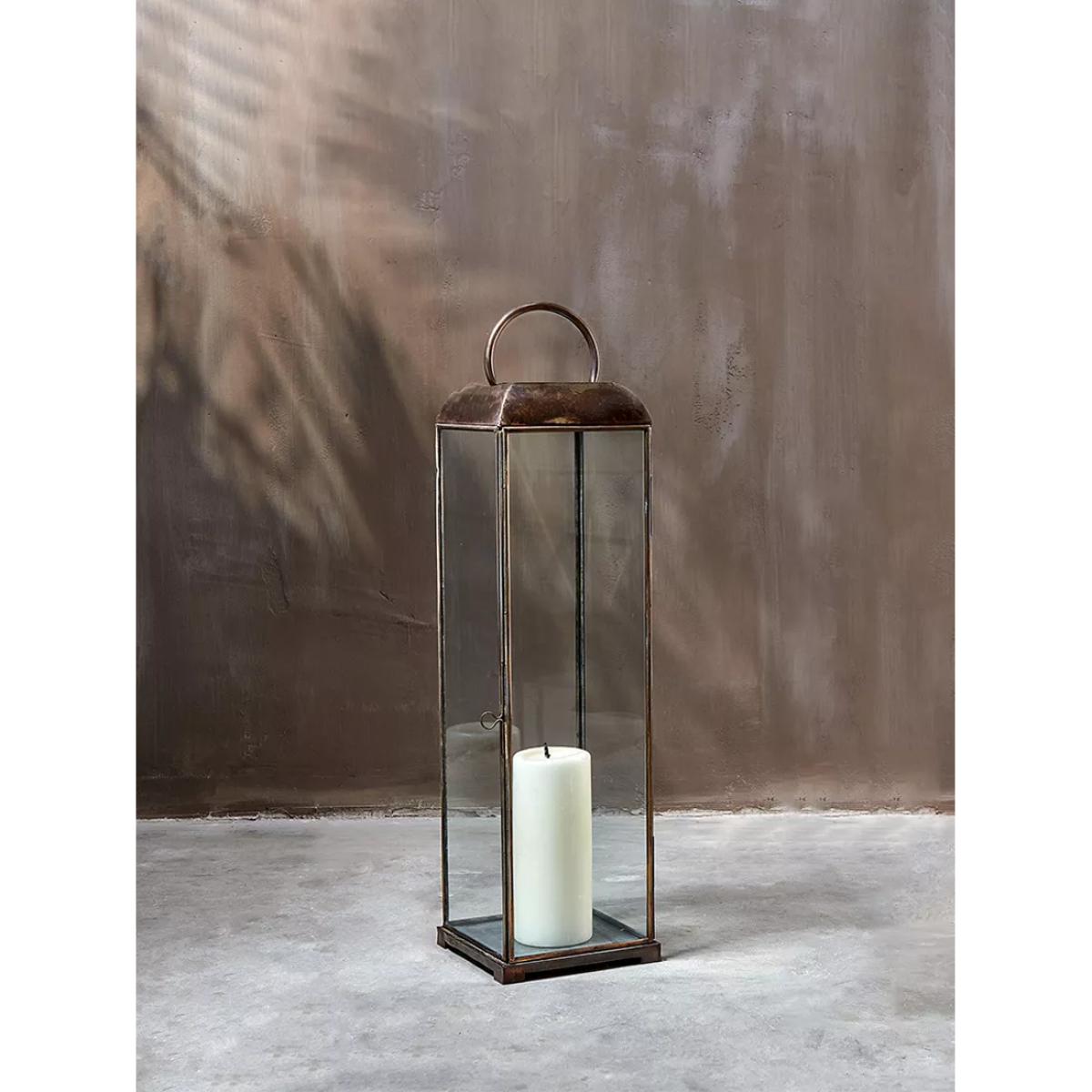 Nkuku Kaso Brass Lantern Candle Holder, Antique Brass – image 5