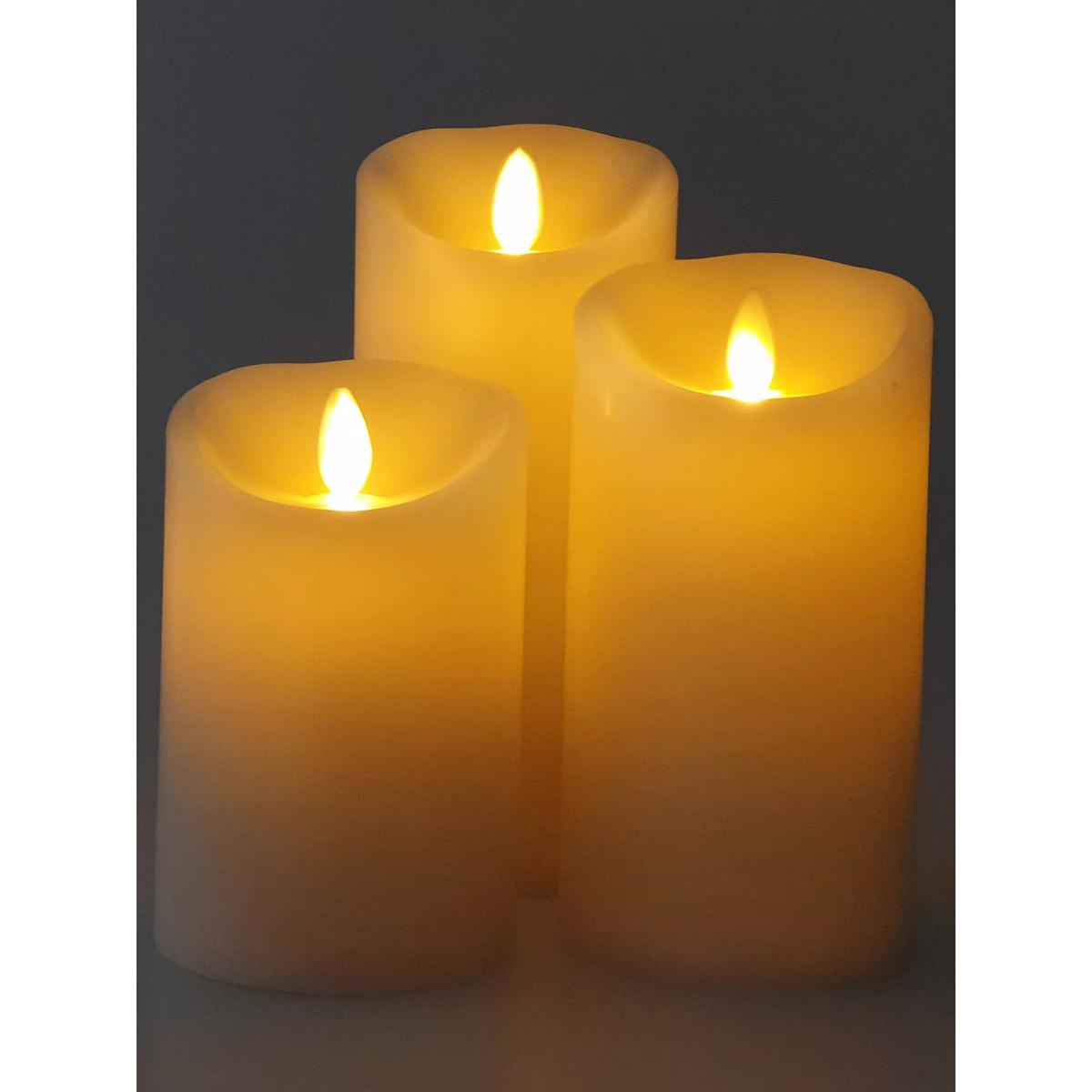 Luminara LED Wax Pillar Candles, Set of 3, Ivory – image 2
