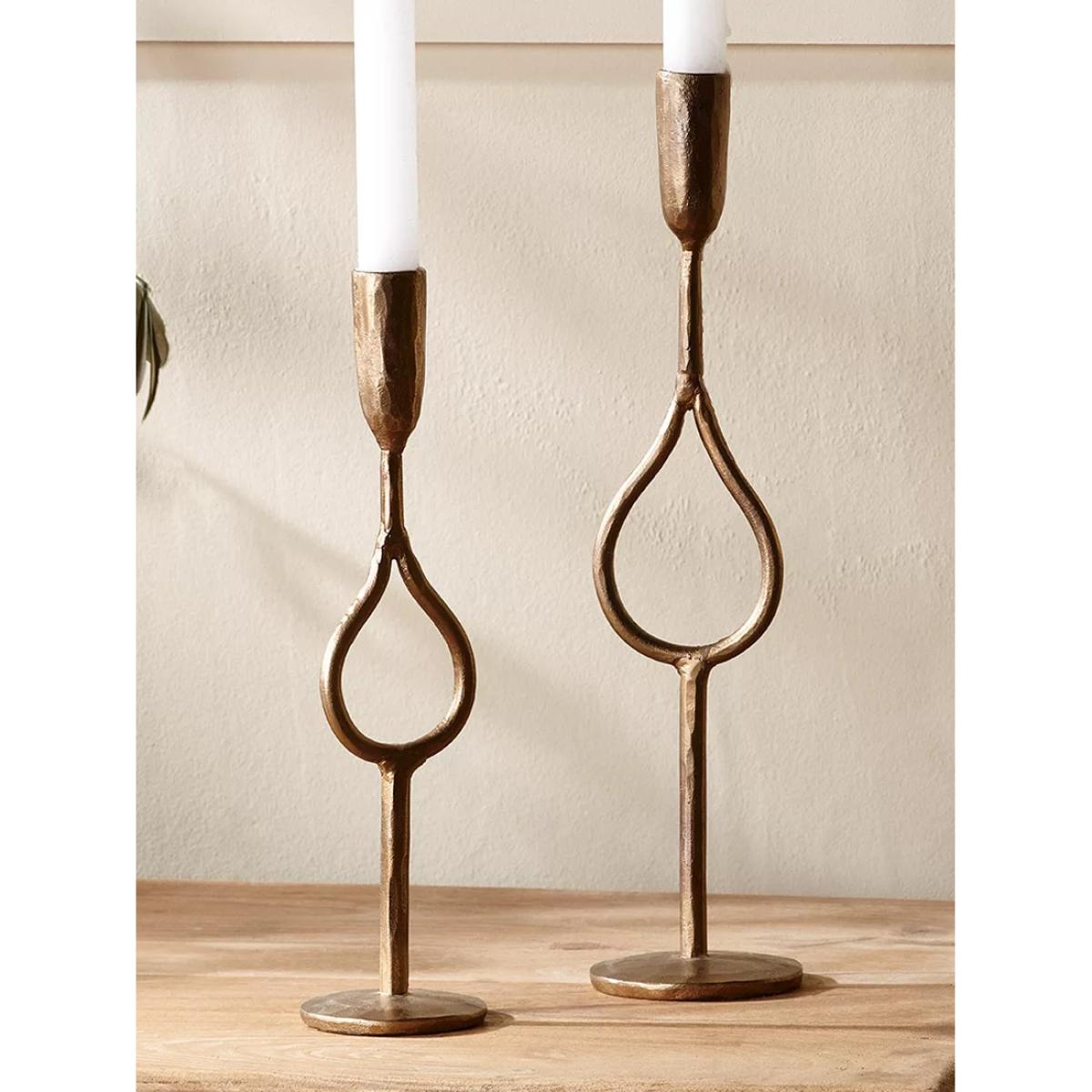 Nkuku Padook Iron Candlestick Holder, Brass – image 3