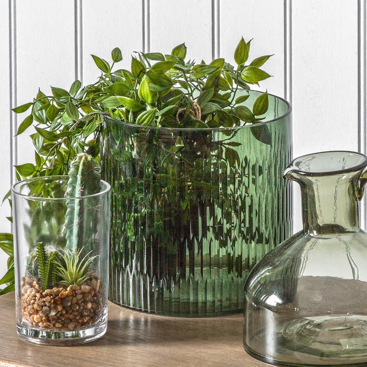 20cm Green Textured Candle Holder – image 2