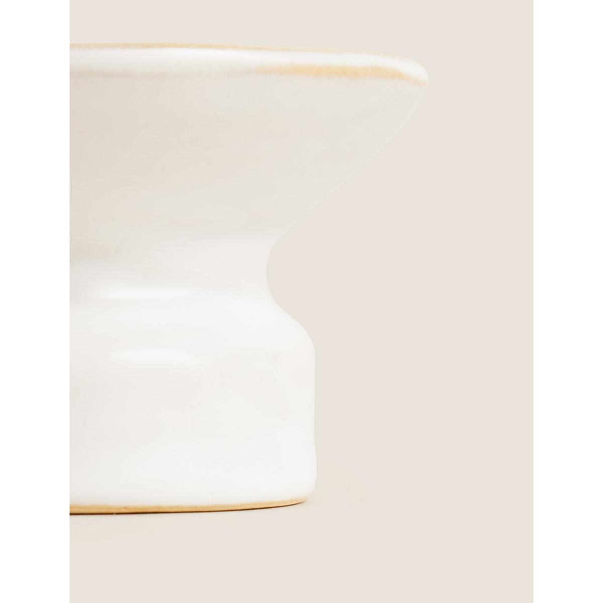 M&S Small Ceramic Pillar Candle Holder - White, White – image 4