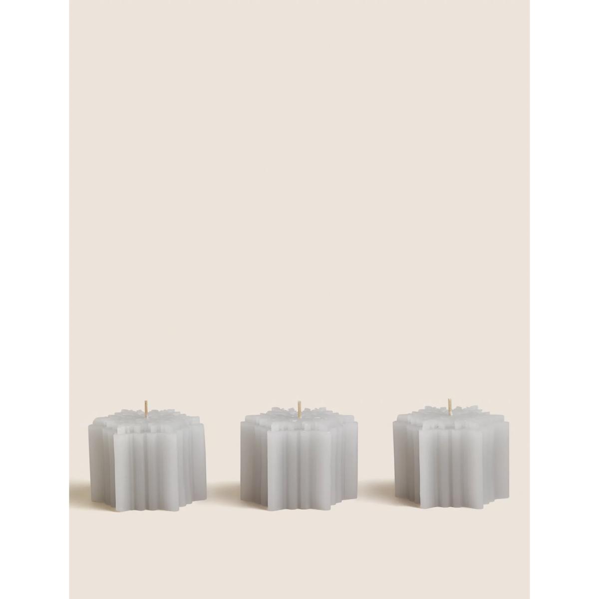 M&S Set of 3 Snowflake Candles - White Mix, White Mix – image 2