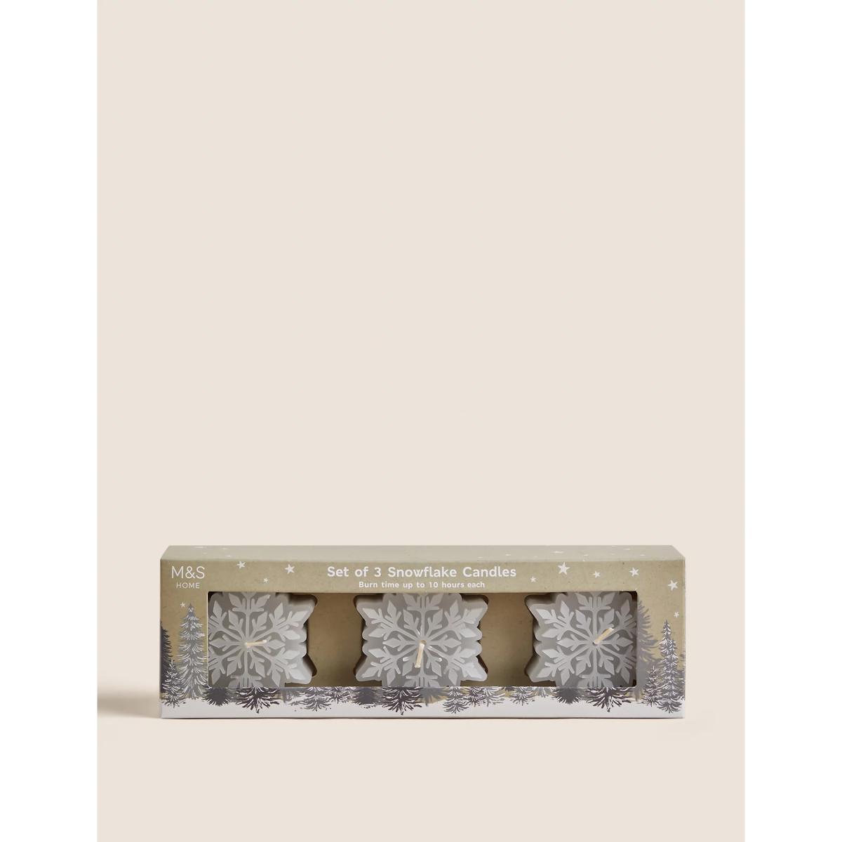 M&S Set of 3 Snowflake Candles - White Mix, White Mix – image 3