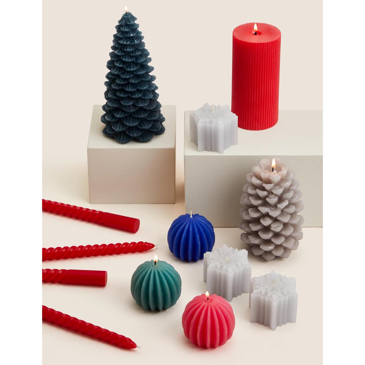 M&S Set of 3 Snowflake Candles - White Mix, White Mix – image 4