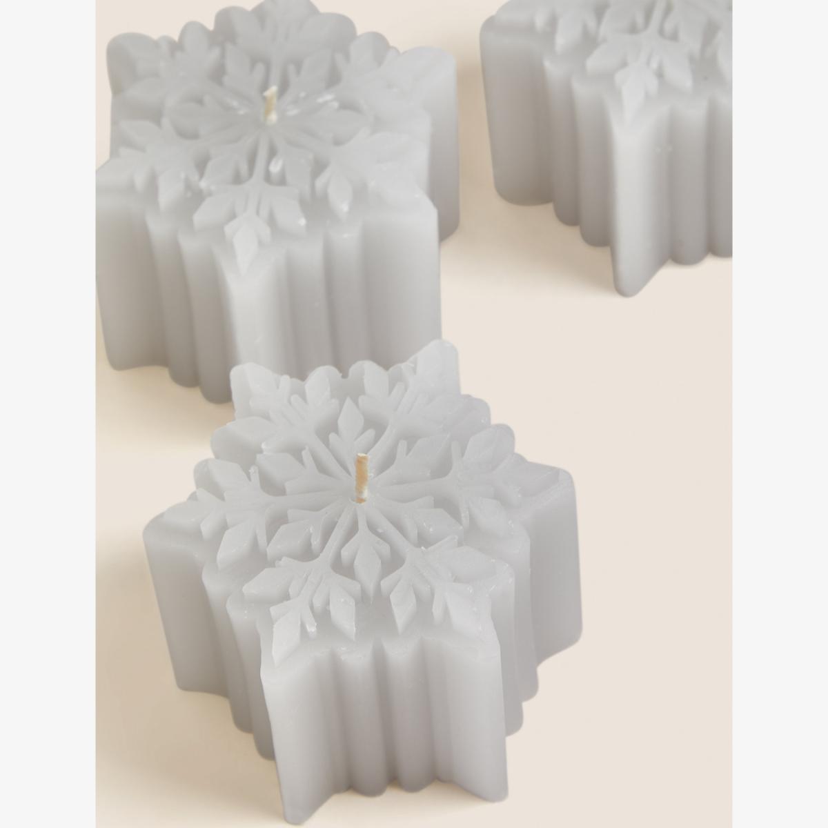 M&S Set of 3 Snowflake Candles - White Mix, White Mix – image 1