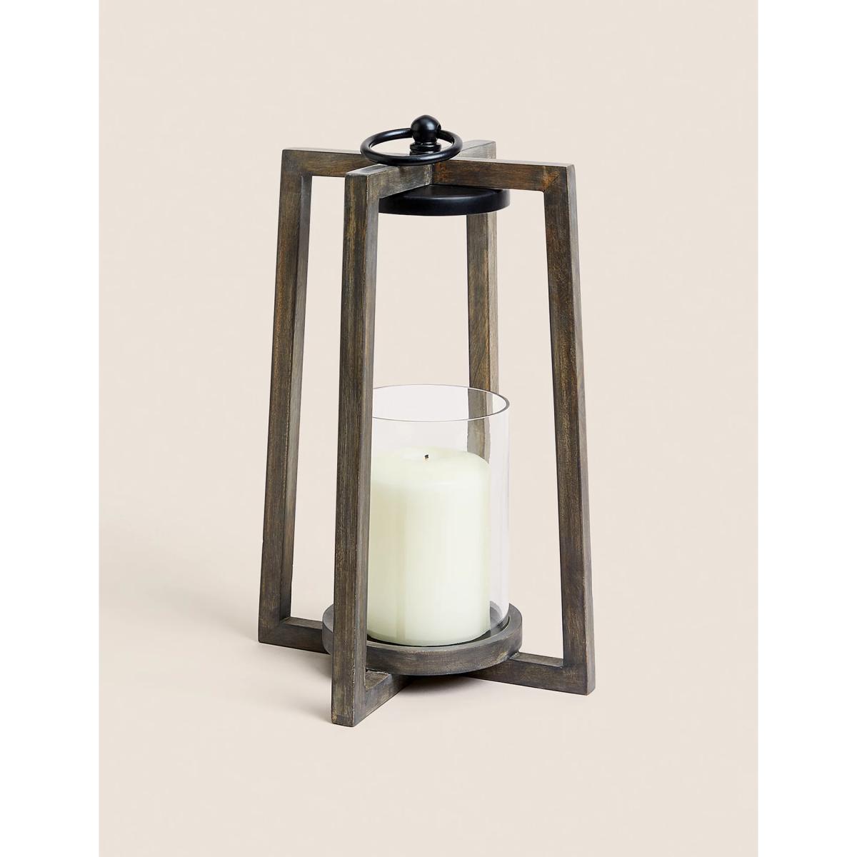 M&S Wooden Frame Lantern, Wood – image 3