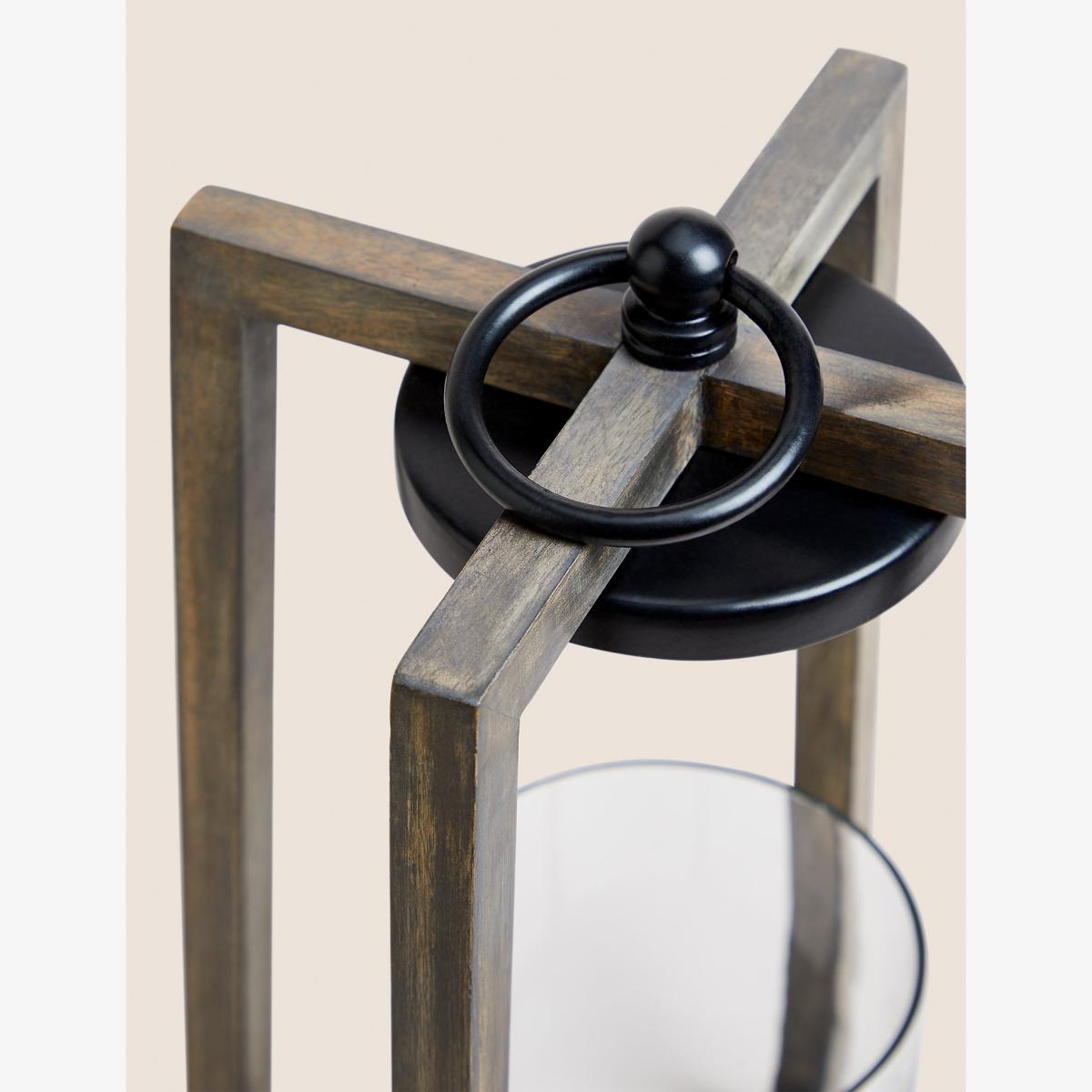M&S Wooden Frame Lantern, Wood – image 1