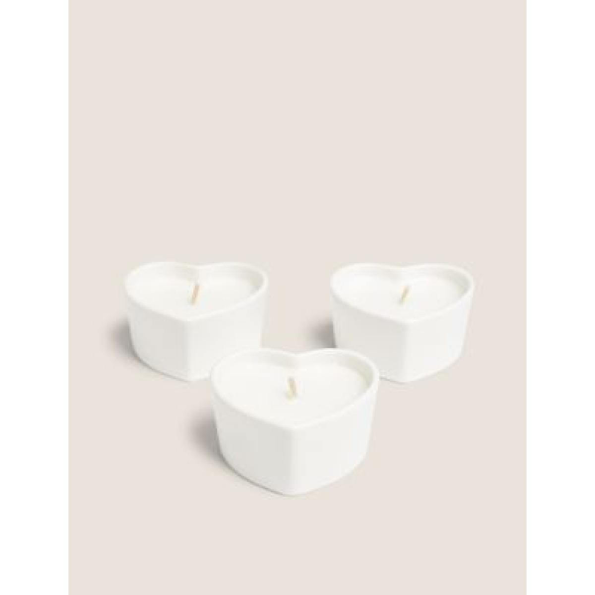 M&S Library Of Scent Set of 3 Seashells Heart Votive Candles - White, White – image 1