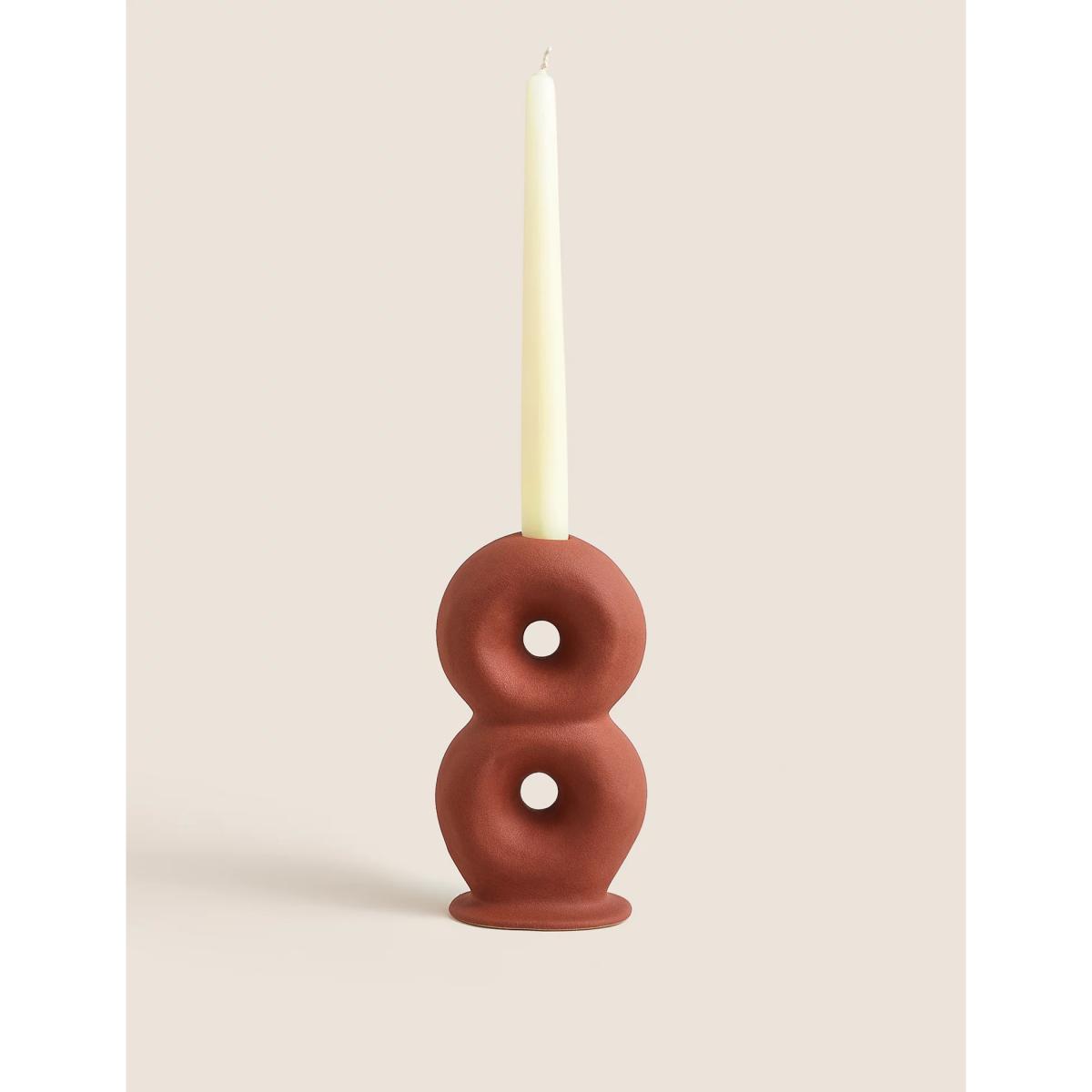 M&S Ceramic Dinner Candle Holder - Terracotta, Terracotta – image 3