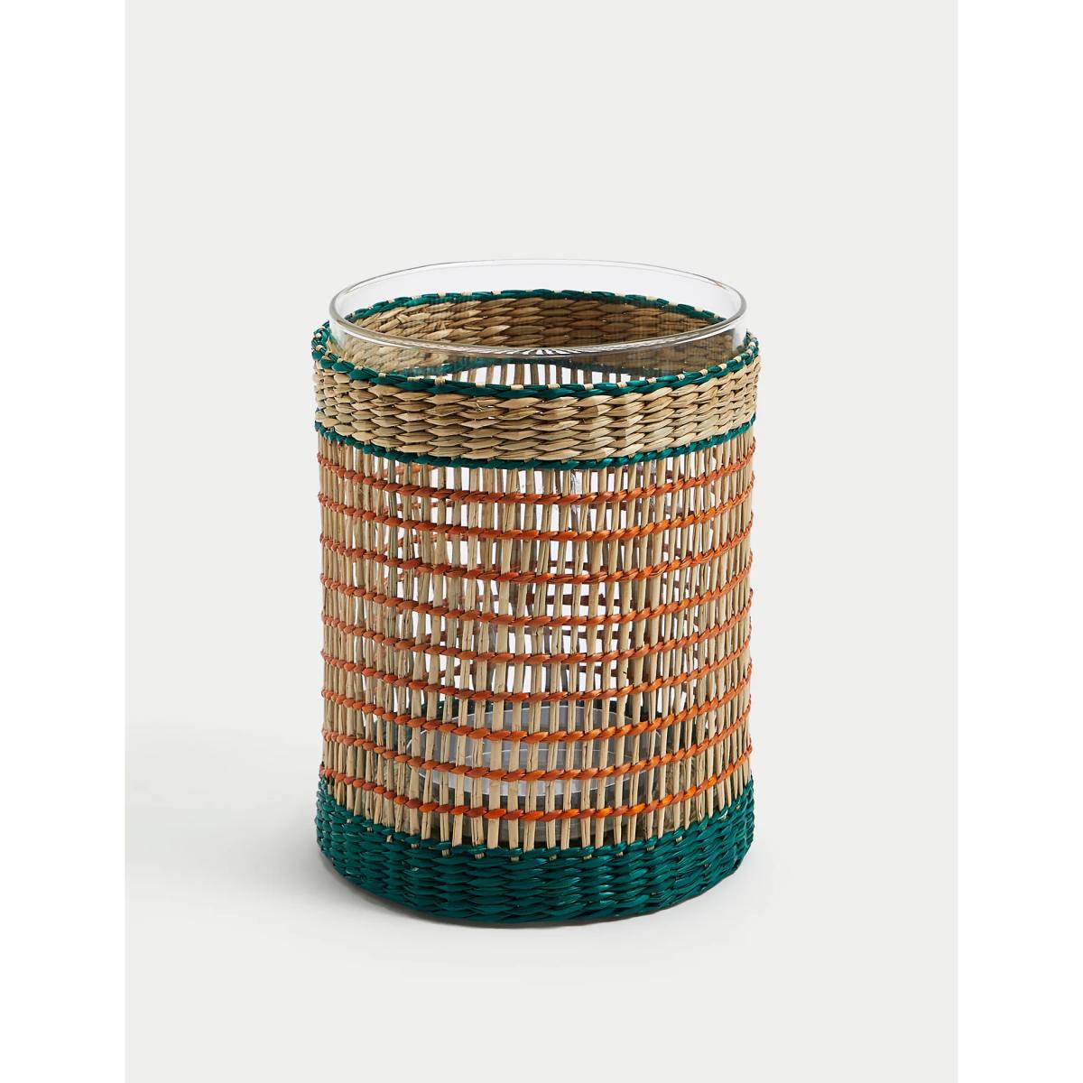 M&S Woven Rattan Hurricane Candle Holder - Multi, Multi – image 2