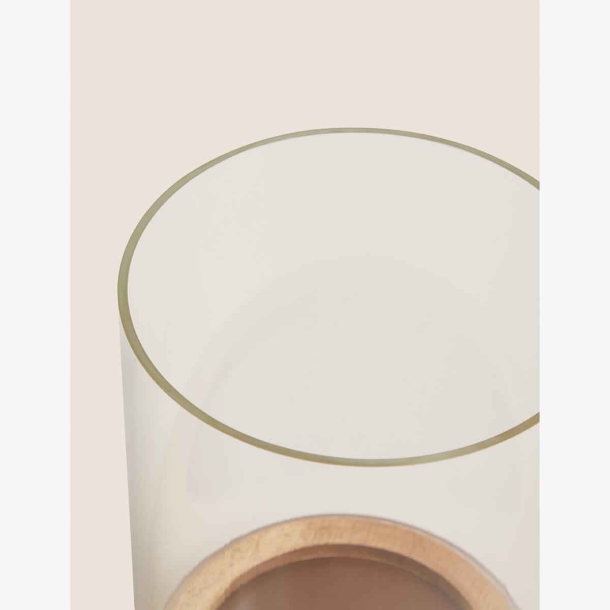 M&S Wood and Glass Hurricane Lantern - Natural, Natural – image 1