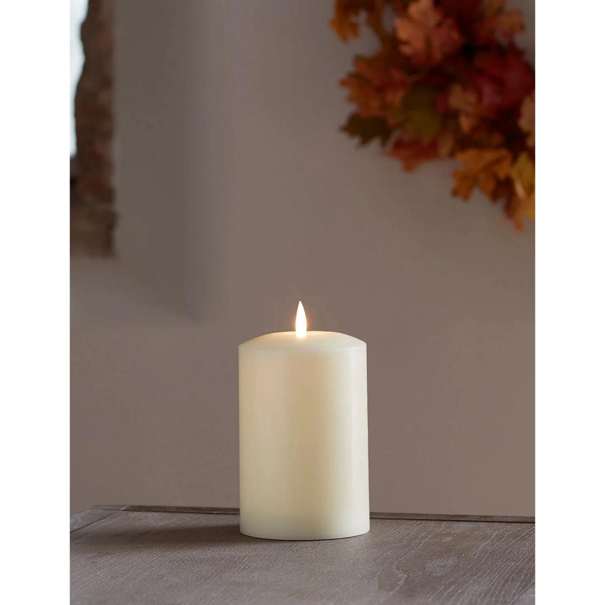 Lights4Fun TruGlow® Small Chapel Pillar LED Candle - Ivory, Ivory – image 2