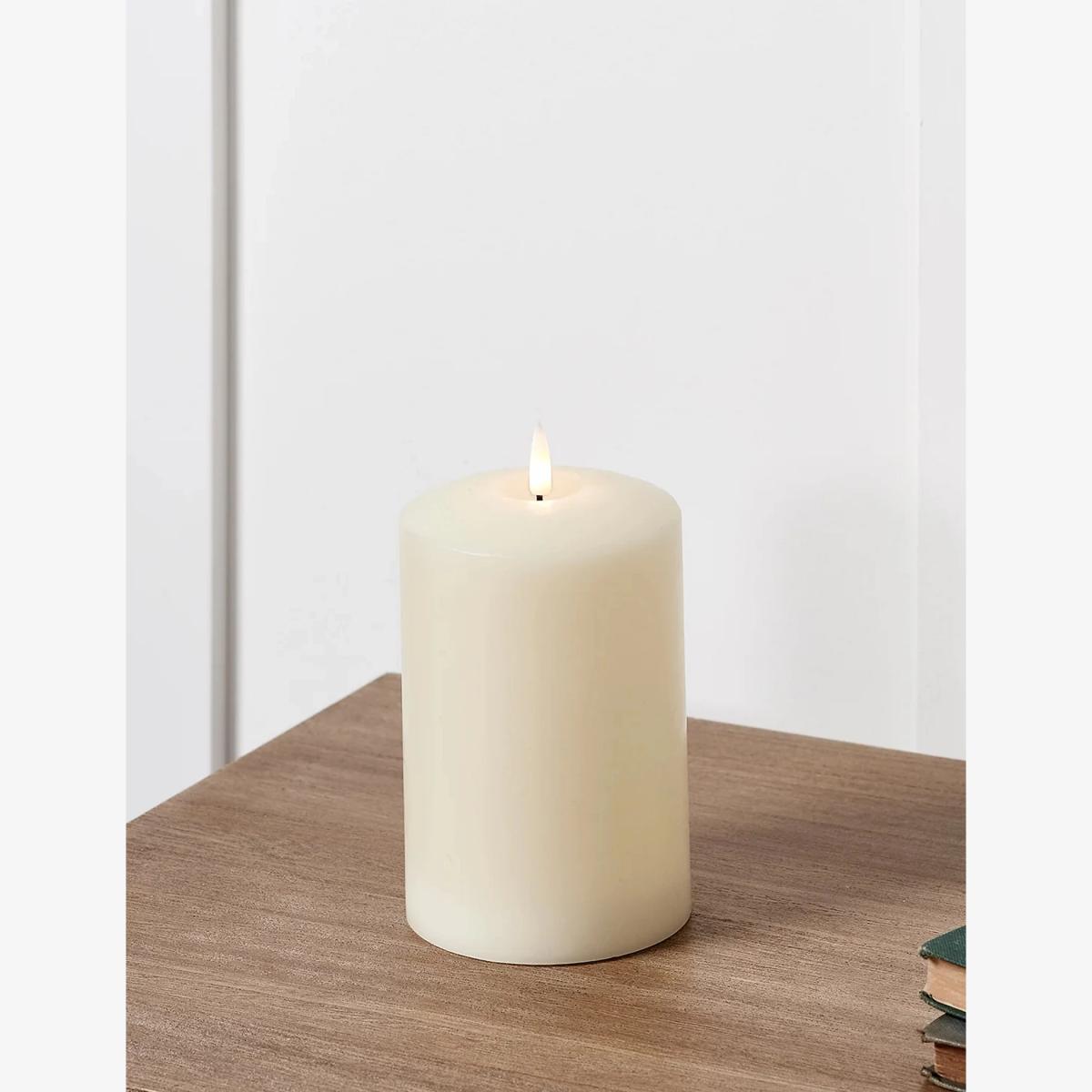 Lights4Fun TruGlow® Small Chapel Pillar LED Candle - Ivory, Ivory – image 1