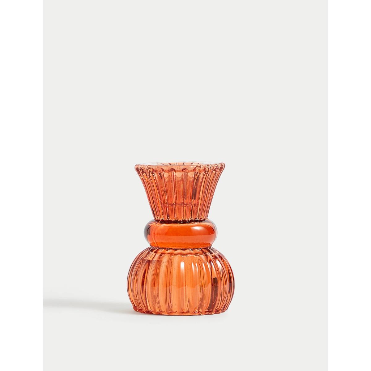 M&S Bright Small Dinner Candle Holder - Orange, Orange – image 2