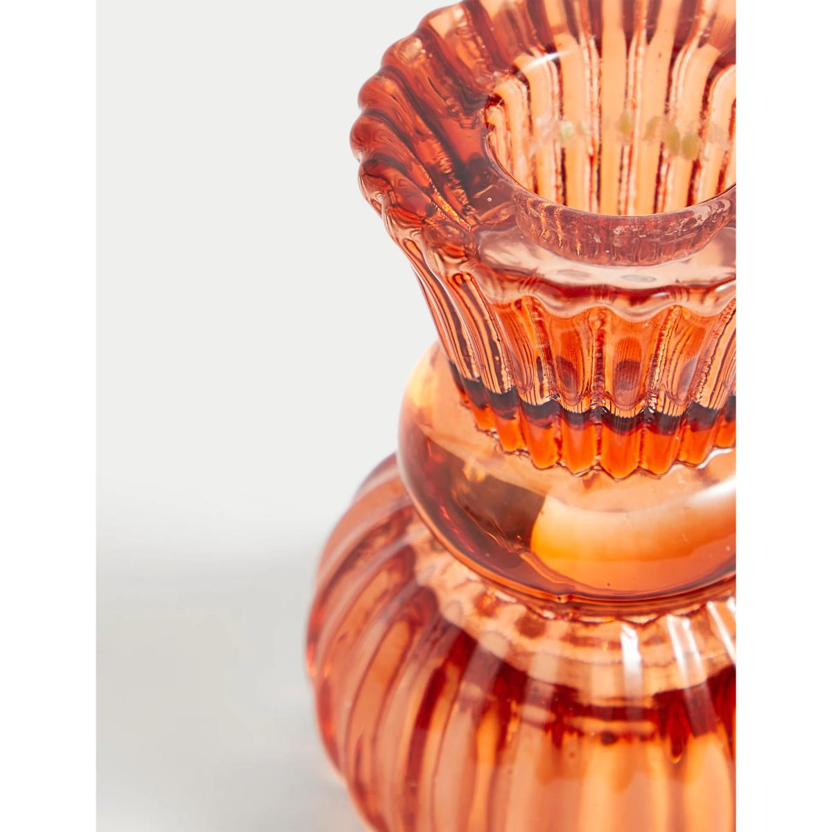 M&S Bright Small Dinner Candle Holder - Orange, Orange – image 3