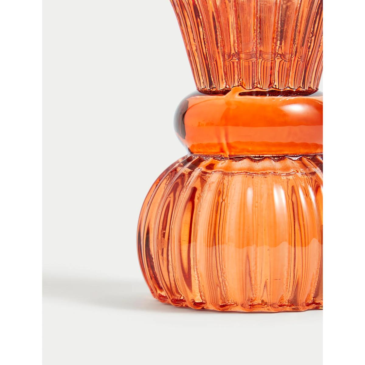 M&S Bright Small Dinner Candle Holder - Orange, Orange – image 4