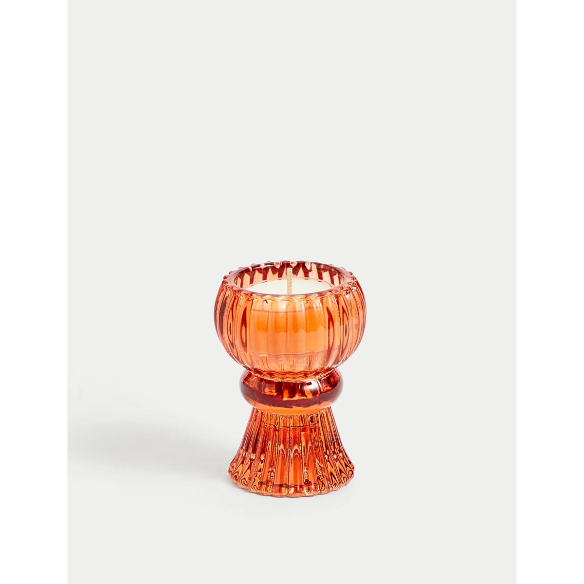 M&S Bright Small Dinner Candle Holder - Orange, Orange – image 5
