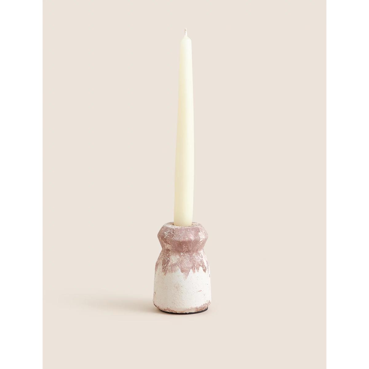 M&S X Fired Earth Textured Small Dinner Candle Holder - Blush, Blush – image 3
