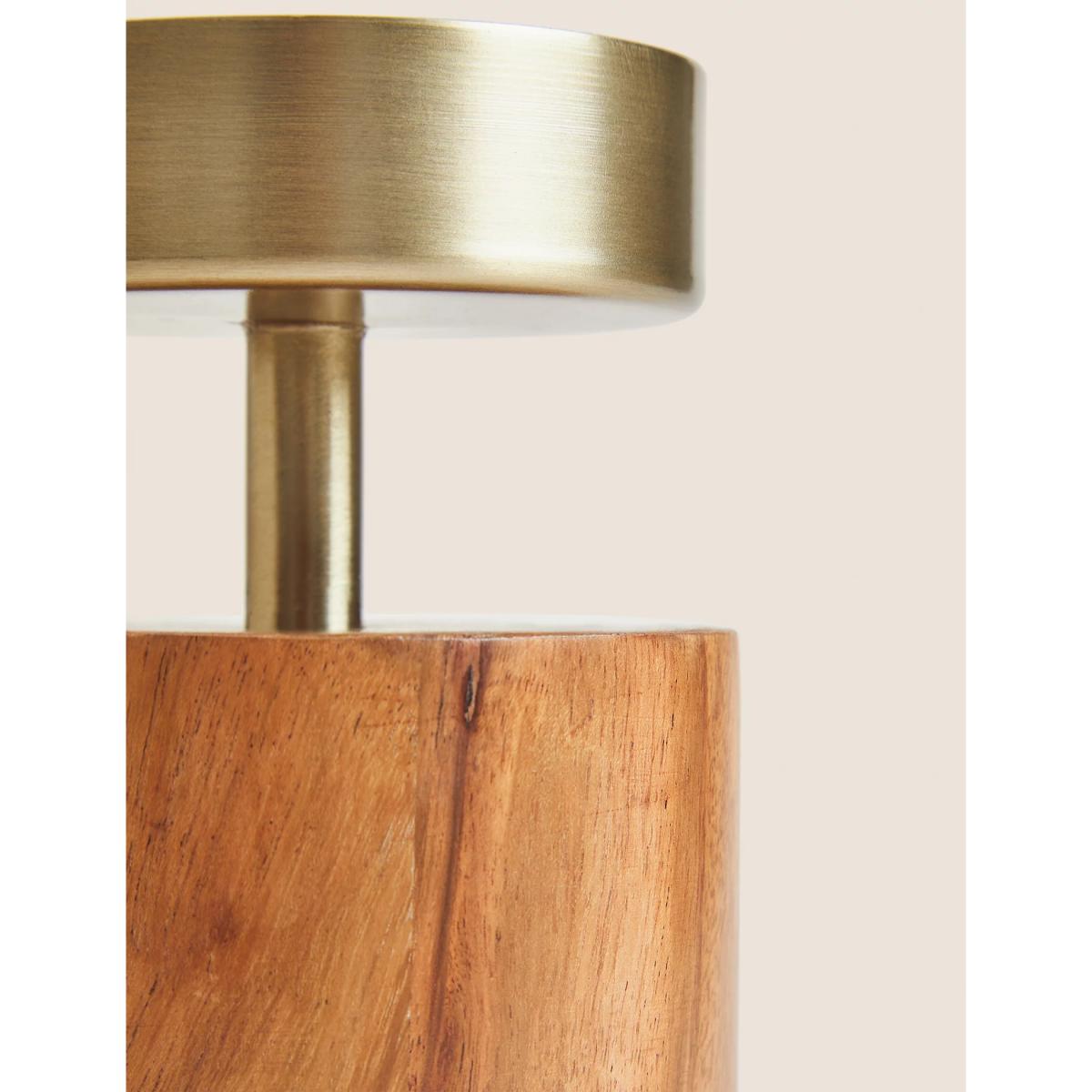 M&S Wood & Metal Pillar Candle Holder - Natural, Natural – image 4
