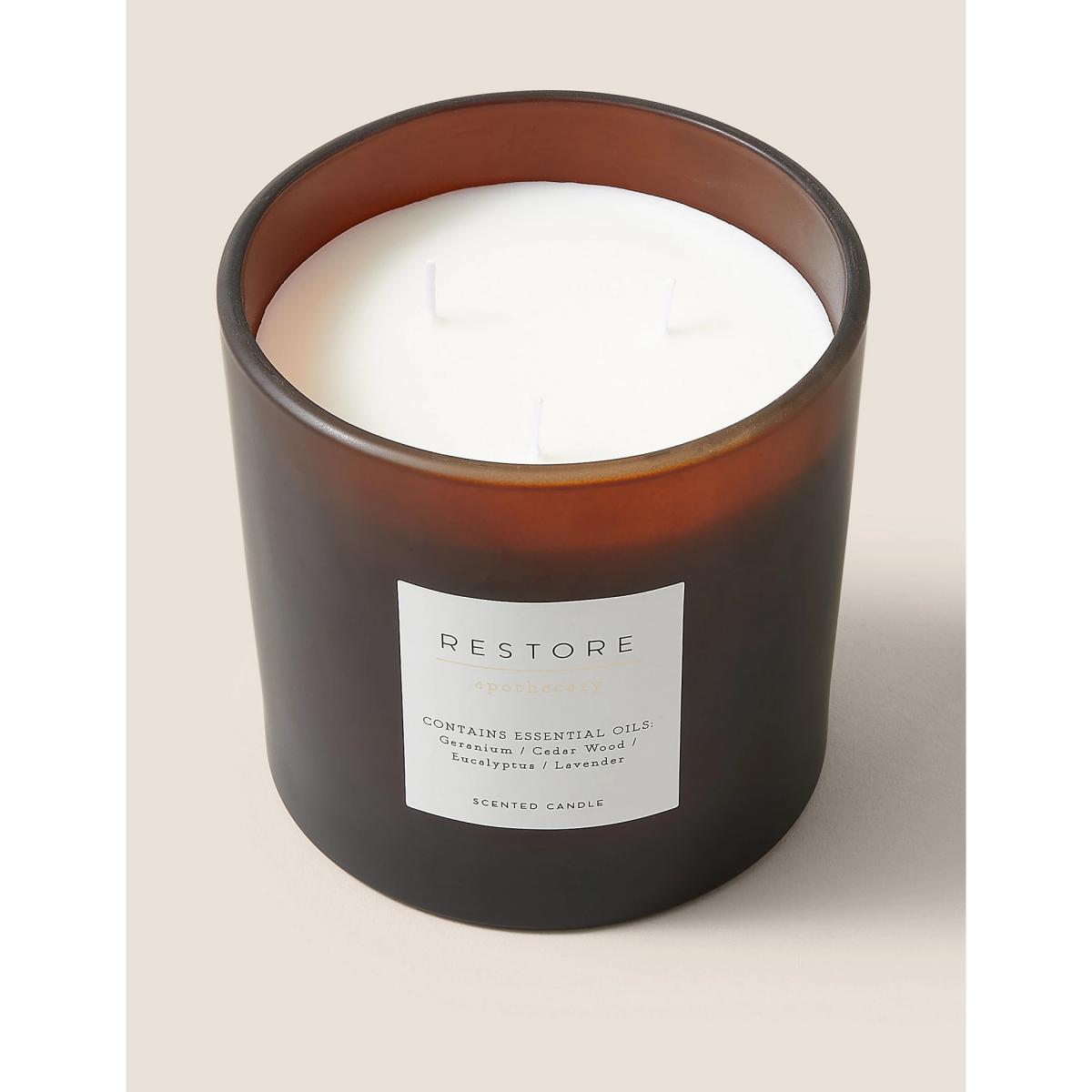 M&S Apothecary Restore 3 Wick Candle - Amber, Amber – image 1