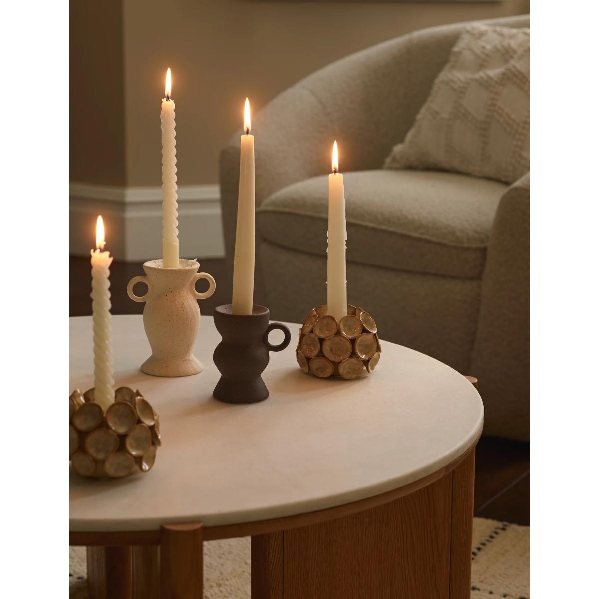 M&S Ceramic Shaped Dinner Candle Holder - White, White – image 5