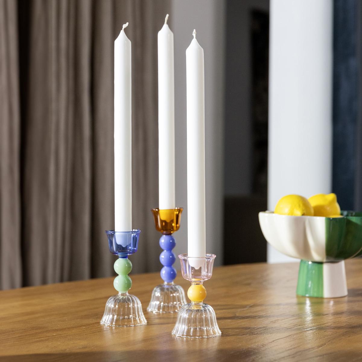 Perle Small Candle stick glass multicoloured / H 10 cm - & klevering – image 3