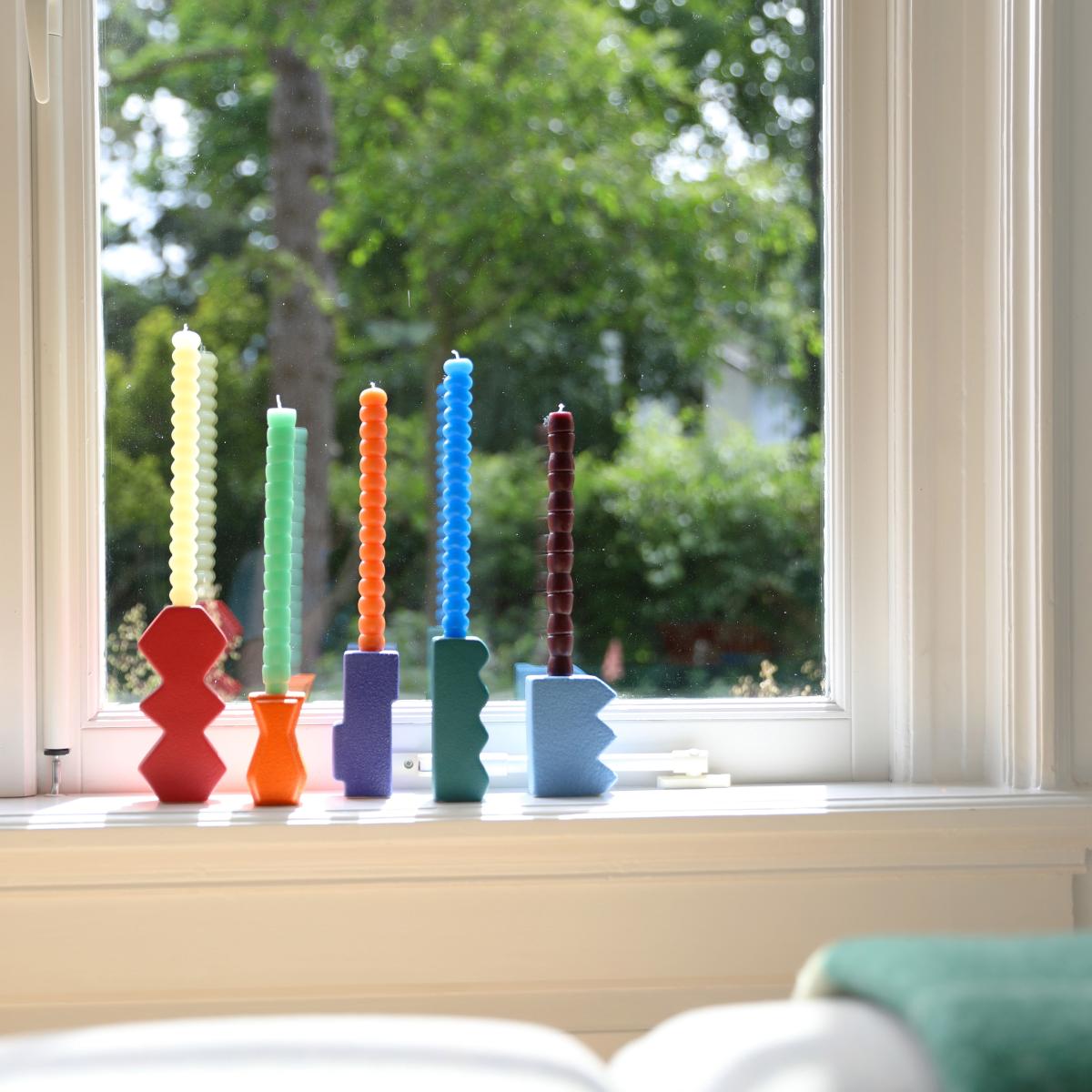 Edge Candle stick ceramic orange / 5.5 x 5 x H 10 cm - Sandstone - & klevering – image 2