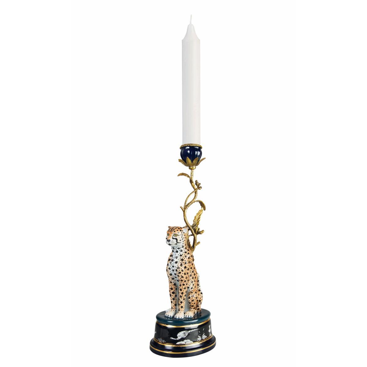 Léopard Candle stick - / H 44 cm - Ceramic & brass by & klevering Multicoloured – image 2