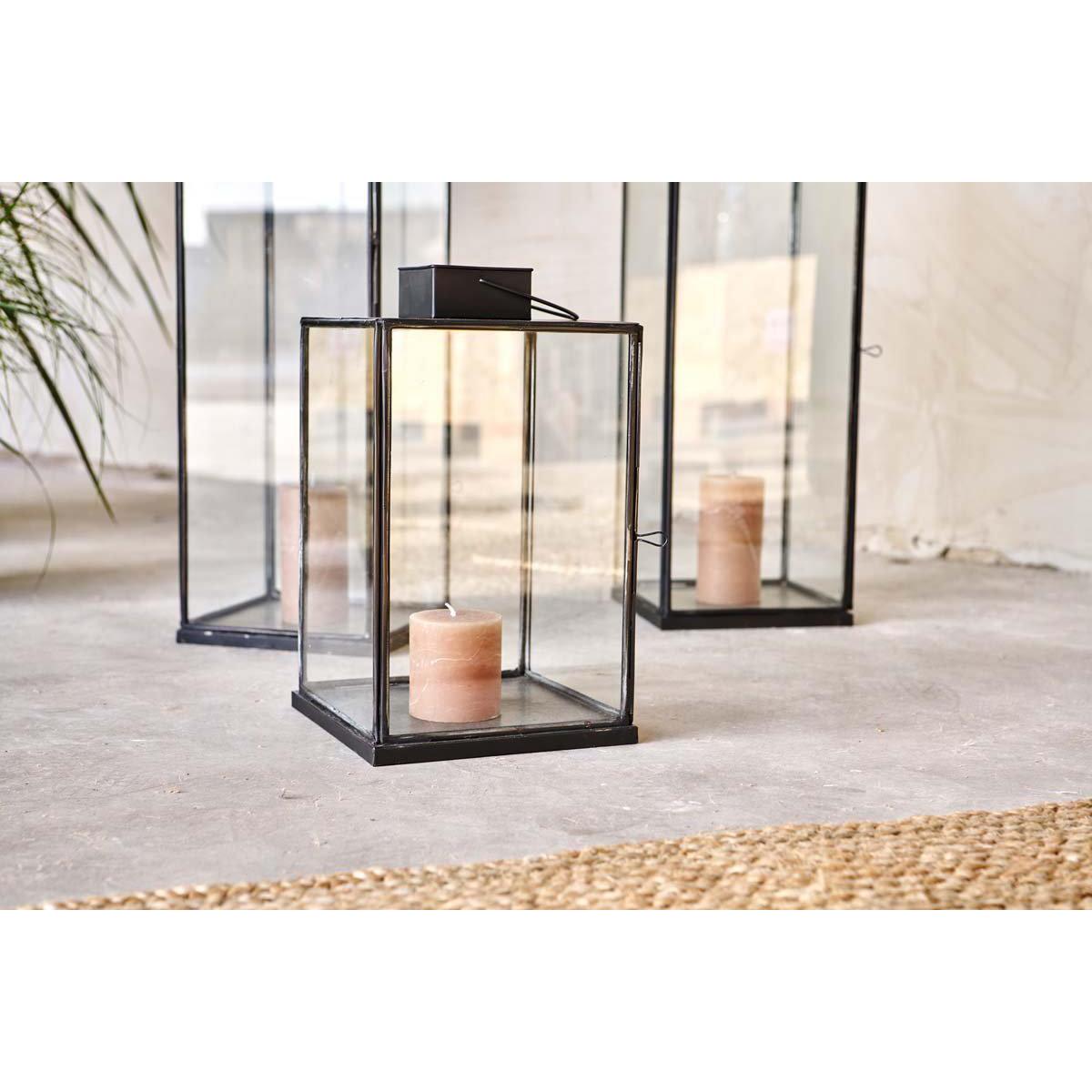 Nkuku Sia Lantern | Lanterns & T-Lights | Black | Small 33.5 x 20 x 20 cm – image 2