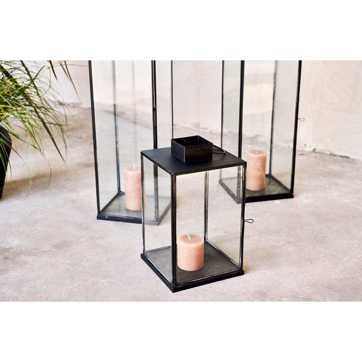 Nkuku Sia Lantern | Lanterns & T-Lights | Black | Small 33.5 x 20 x 20 cm – image 4