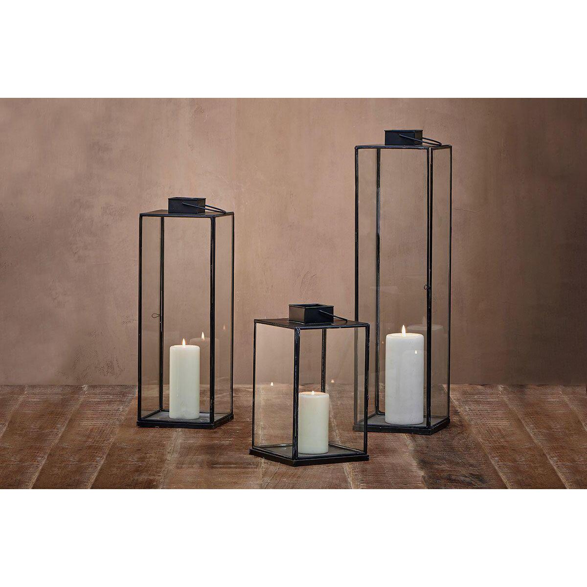 Nkuku Sia Lantern | Lanterns & T-Lights | Black | Small 33.5 x 20 x 20 cm – image 5