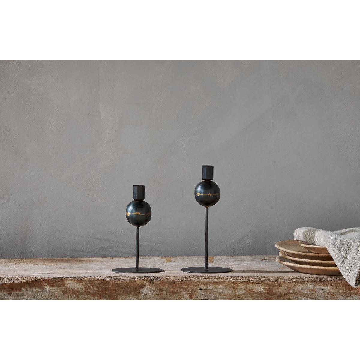 Nkuku Endo Recycled Iron Candle Holder Set Of 2 | Candles Holders & Lanterns | Black – image 2