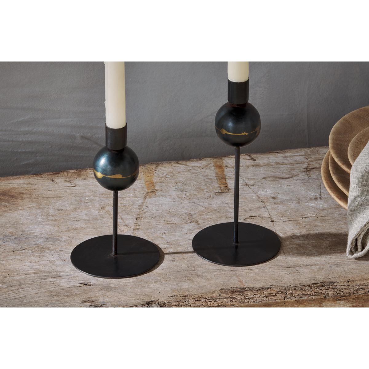 Nkuku Endo Recycled Iron Candle Holder Set Of 2 | Candles Holders & Lanterns | Black – image 3