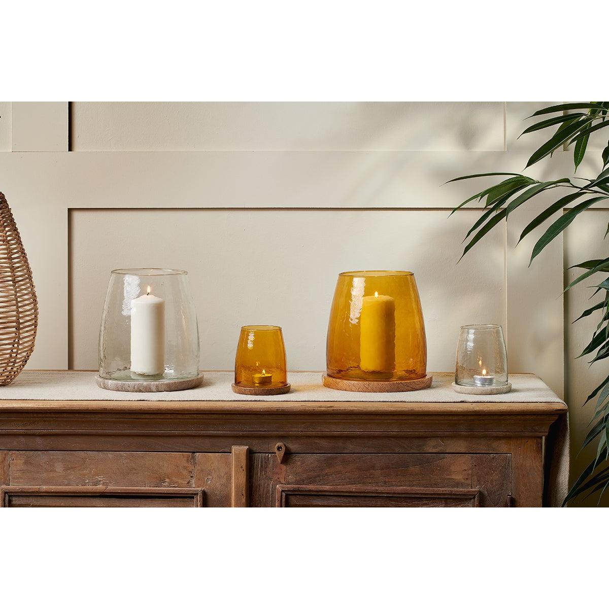 Nkuku Sikkim Marble & Recycled Glass Lantern | Candles Holders & Lanterns | Clear – image 5