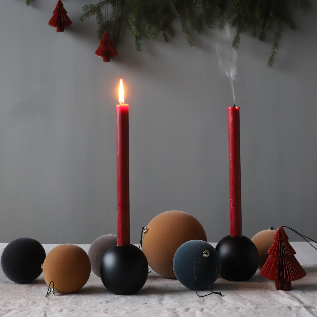 Ball candle holder 8 cm black – image 2