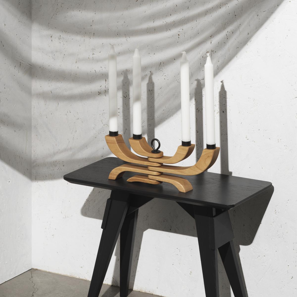 Nordic Light candleholder 4 arms oak – image 2